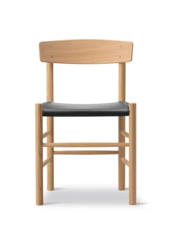 Fredericia Furniture J39 Folkestolen Sædepolstret, Mørkebrun Læder af Børge Mogensen><noscript><img width=