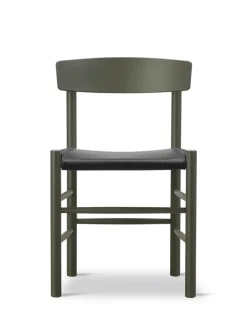 Fredericia Furniture J39 Folkestolen Sædepolstret, Mørkebrun Læder af Børge Mogensen><noscript><img width=