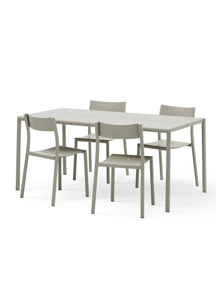 New Works May sæt, 4 stole og bord 170x85 i light grey fra> Havemøbelsæt