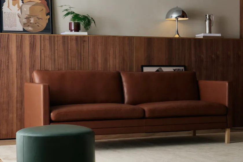 Mogens Hansen MH276 4 pers. sofa i Baltique anilinlæder fra> Sofaer