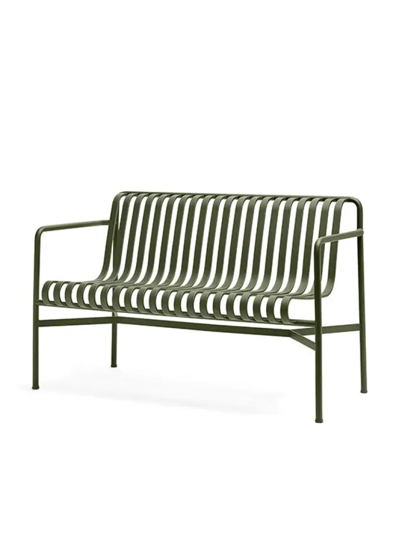 HAY Palissade Dining Bench Armrest, Deep Blue fra> Havebænke