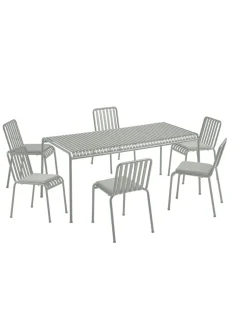 HAY Palissade sæt, 6 armstole og bord i sky grey fra><noscript><img width=