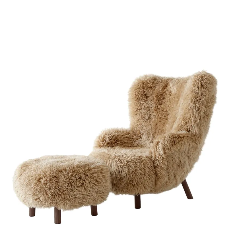 &Tradition Petra VB3 inkl. Skammel, sheepskin moonlight fra> Lænestole