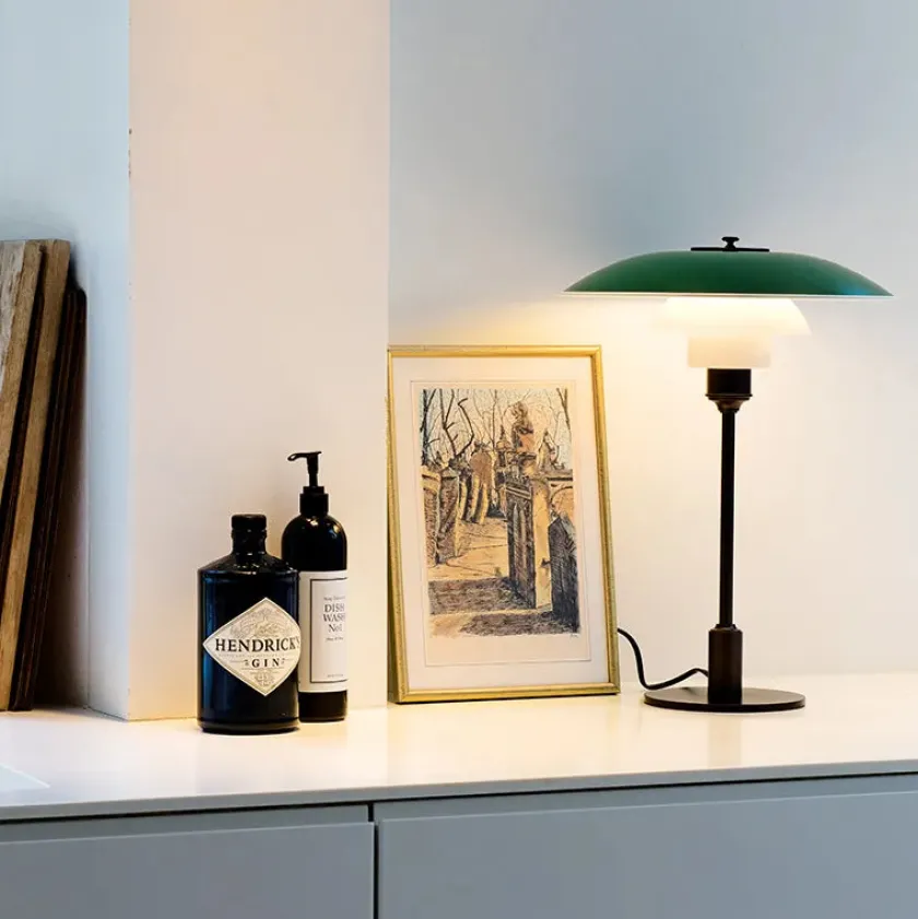 Louis Poulsen PH 3½-2½ Bordlampe, grøn af Poul Henningsen> Spots