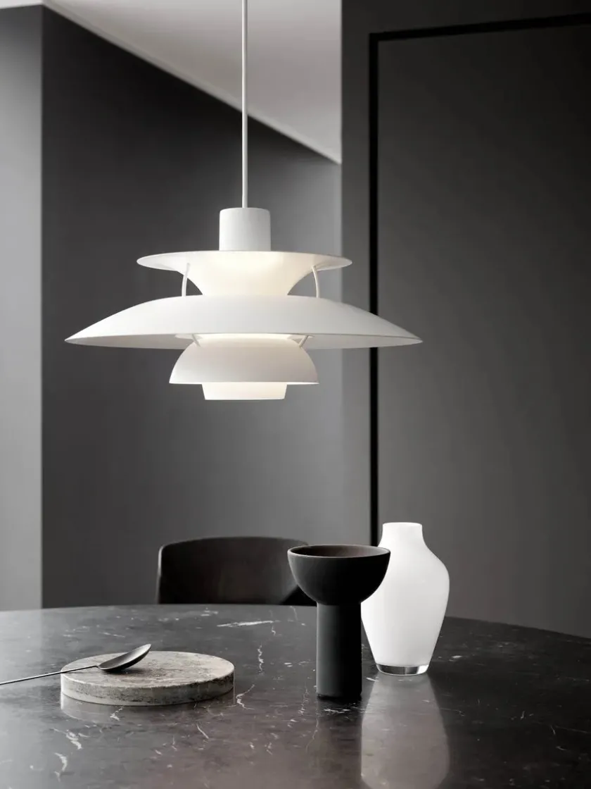 Louis Poulsen PH 5 pendel, Pastel Blue Rose Peach af Poul Henningsen> Pendler|Spots