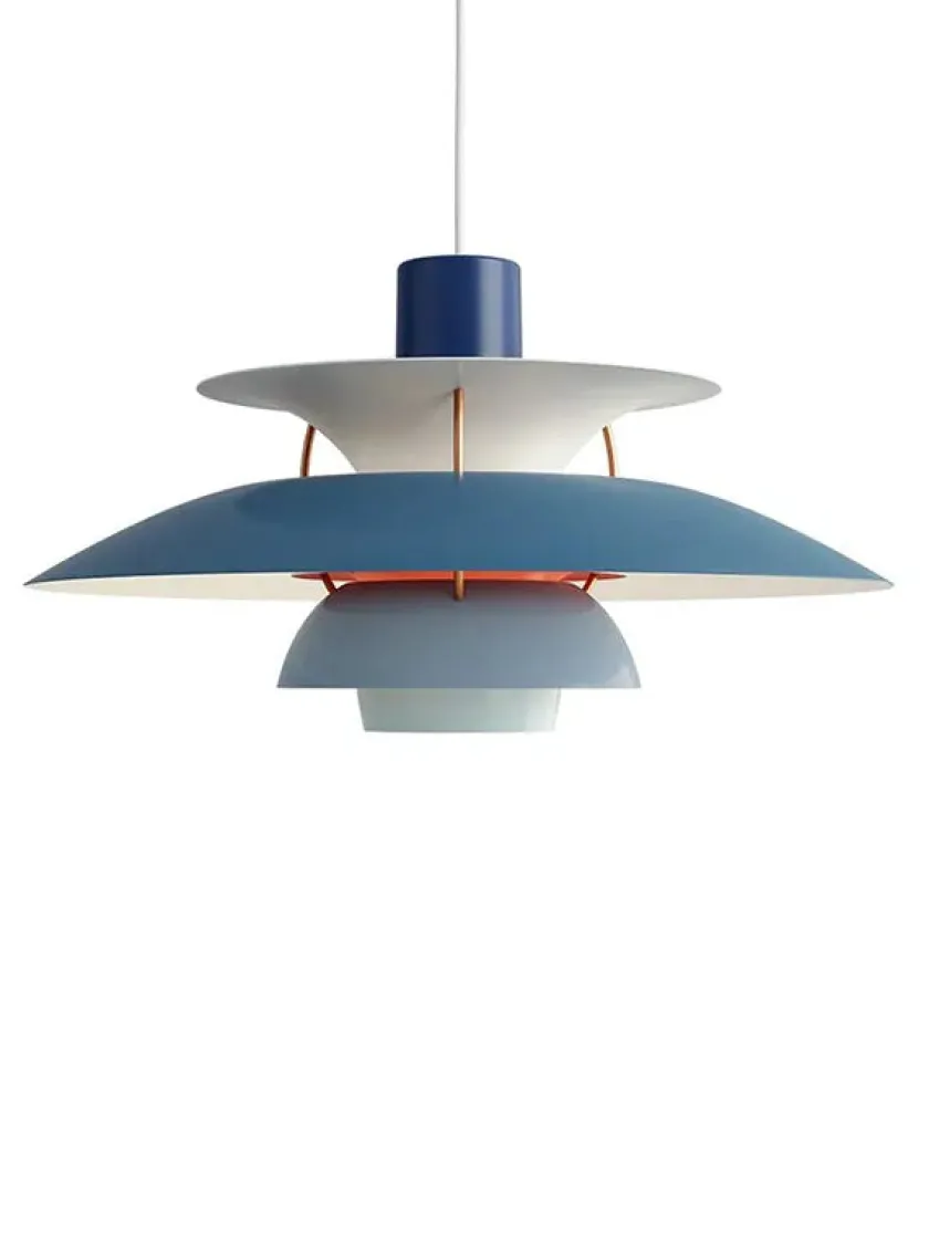 Louis Poulsen PH 5 pendel, Pastel Oyster Blue Rose af Poul Henningsen> Pendler|Spots