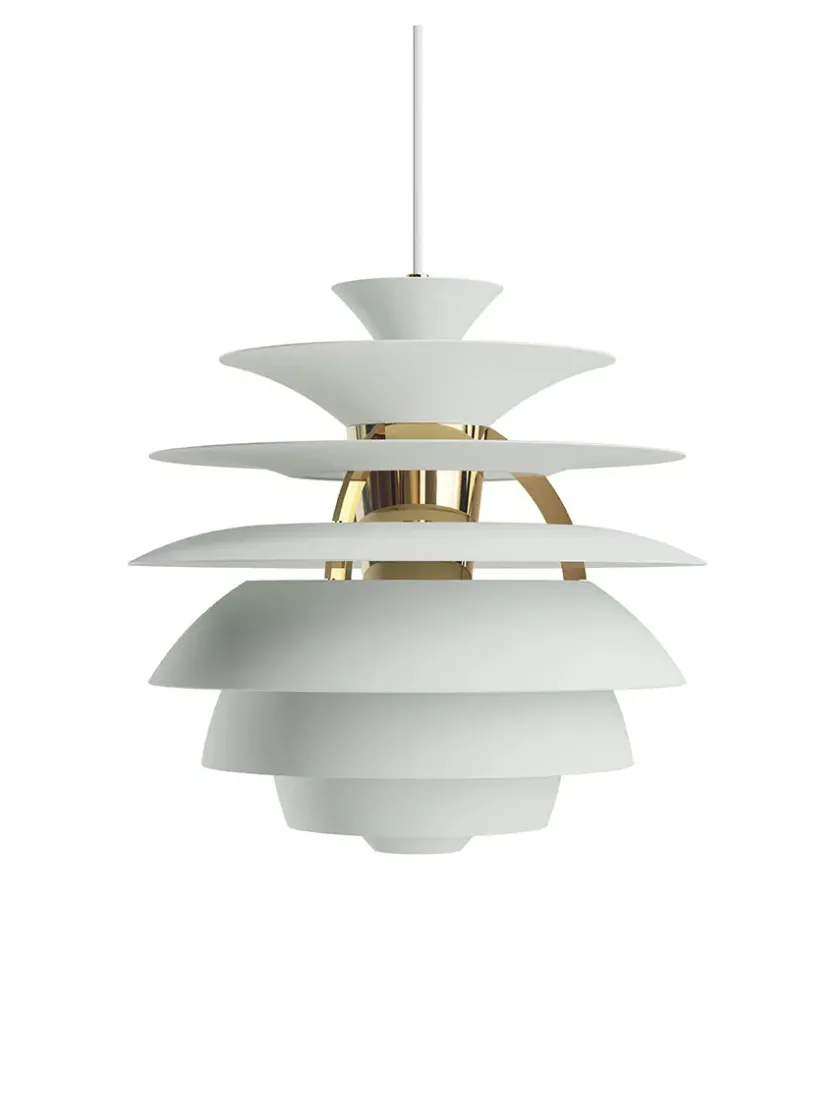Louis Poulsen PH Snowball, dusty blue/brass af Poul Henningsen> Spots|Pendler