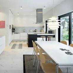 Louis Poulsen PH Snowball, dusty blue/chrome af Poul Henningsen><noscript><img width=
