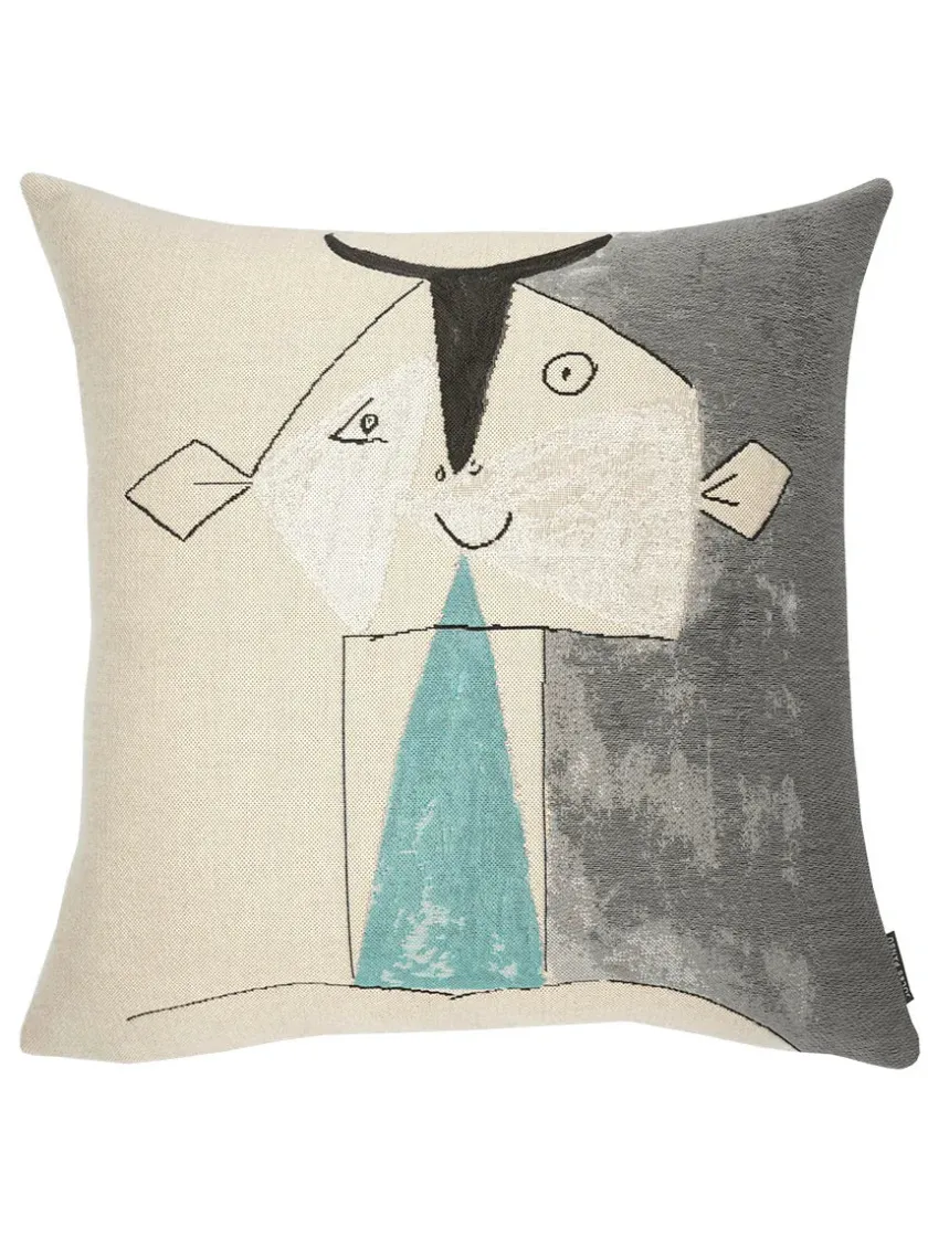 Poulin Design Picasso Tete de Faune Sur Fond Gris Argent Pude fra> Gaver Til Ham|Puder Og Plaider