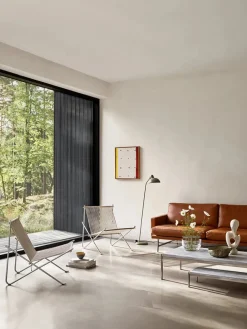 Fritz Hansen PK4 Loungestol i natur, stålstel af Poul Kjærholm><noscript><img width=
