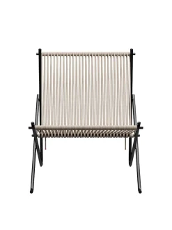Fritz Hansen PK4 Loungestol i natur, stålstel af Poul Kjærholm><noscript><img width=
