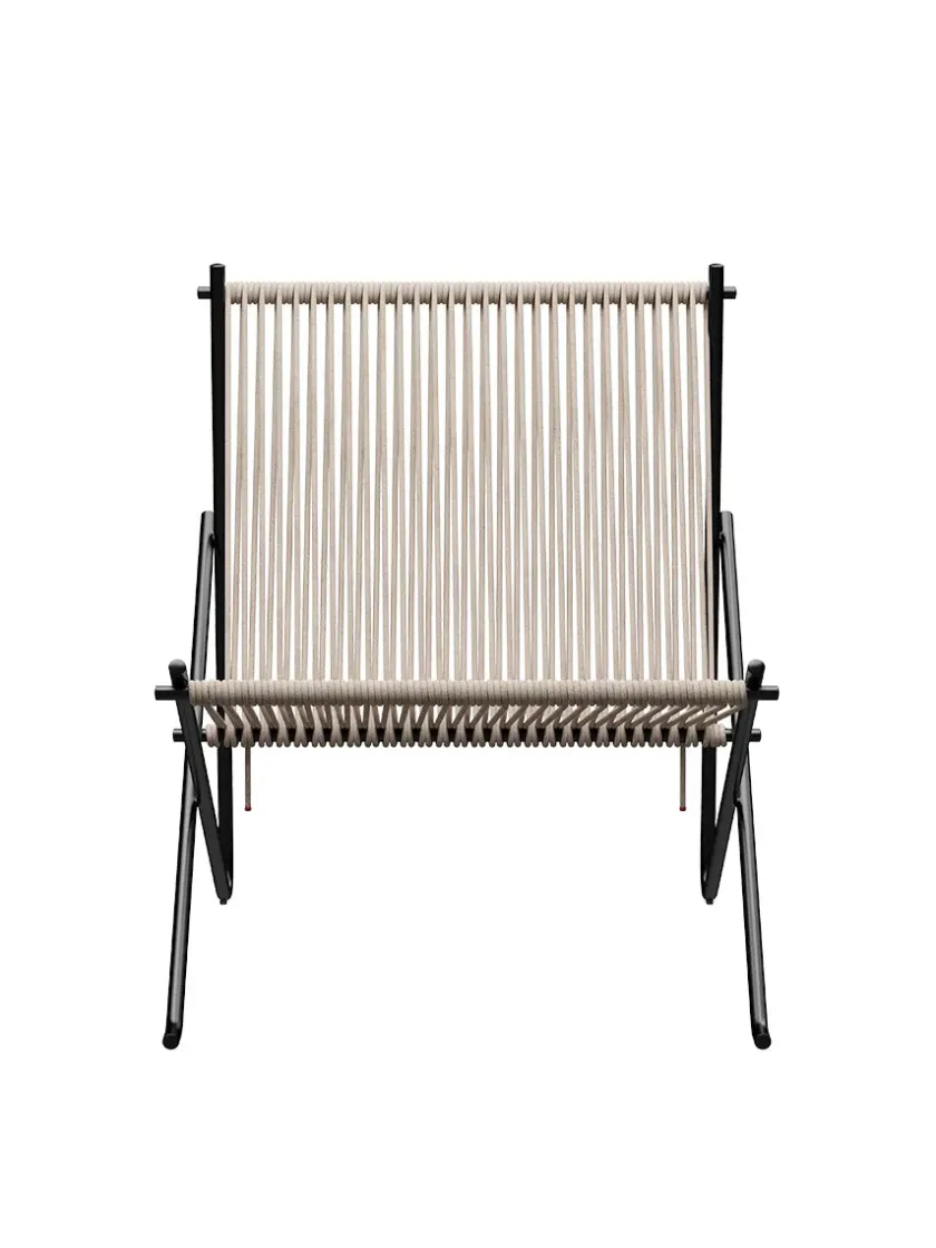 Fritz Hansen PK4 Loungestol i natur, stålstel af Poul Kjærholm> Loungestole|Lænestole