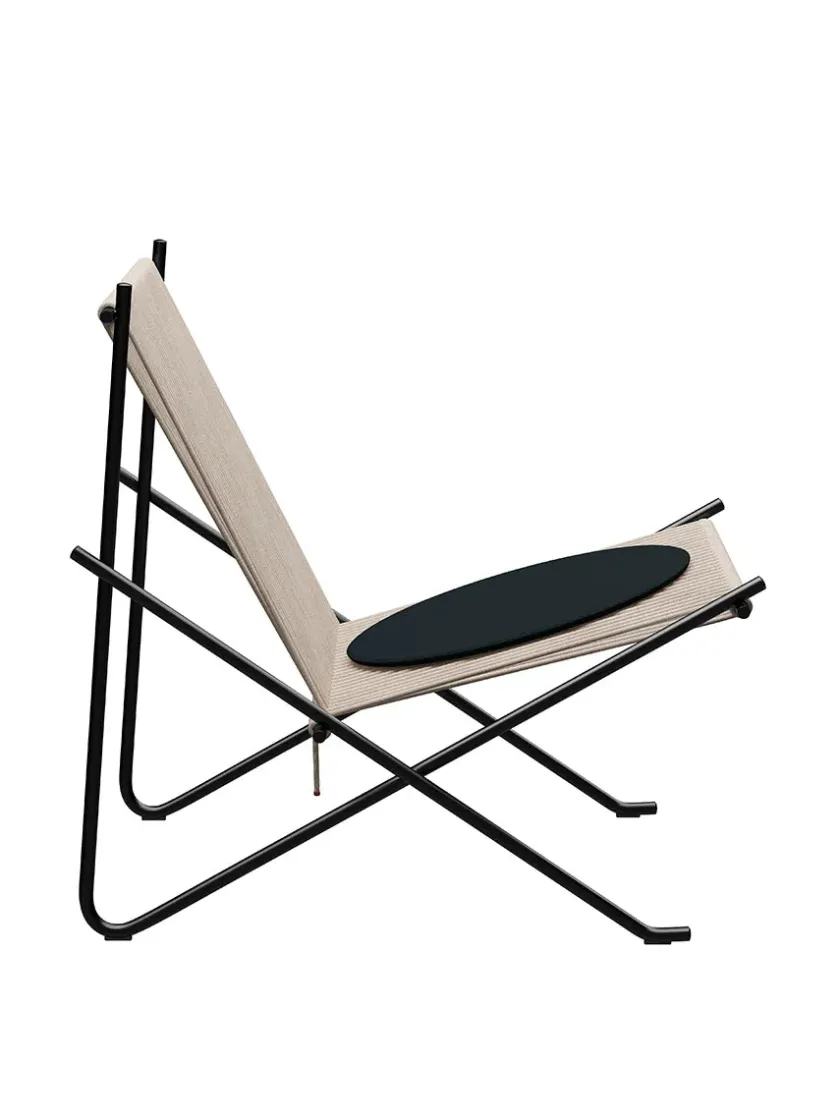 Fritz Hansen PK4 Loungestol i natur, stålstel af Poul Kjærholm> Loungestole|Lænestole