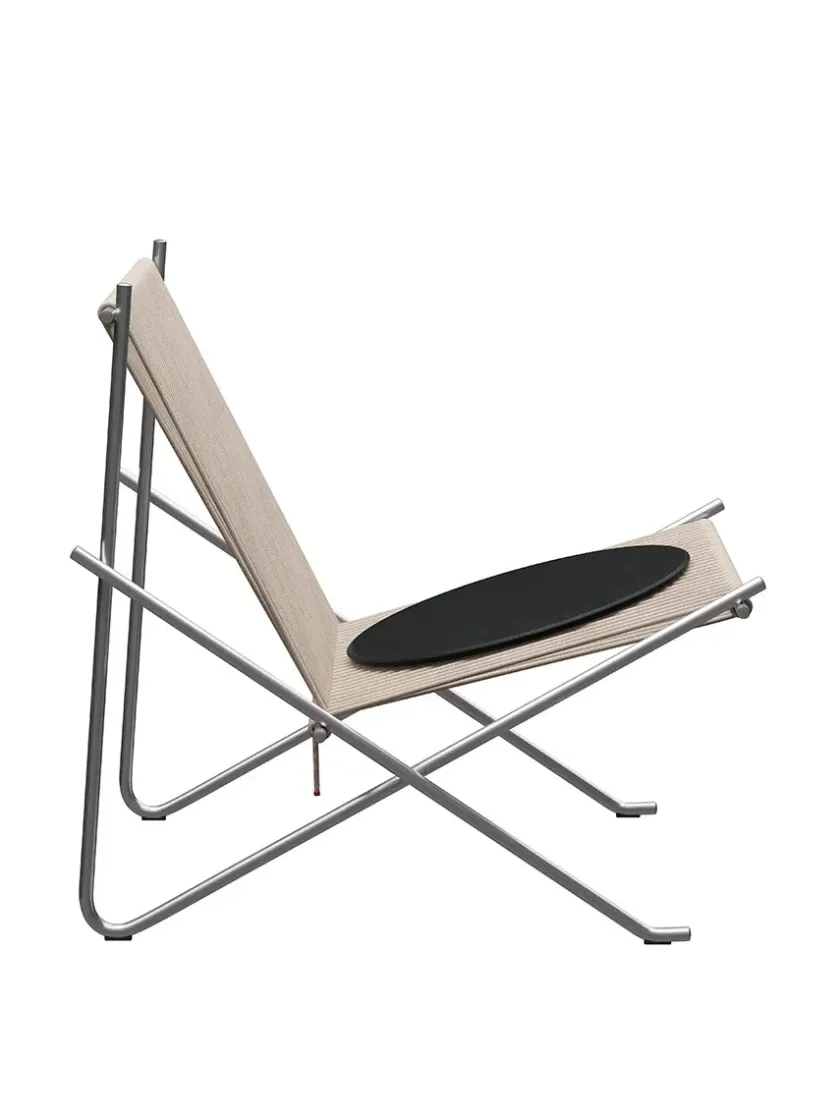 Fritz Hansen PK4 Loungestol i natur, stålstel af Poul Kjærholm> Loungestole|Lænestole
