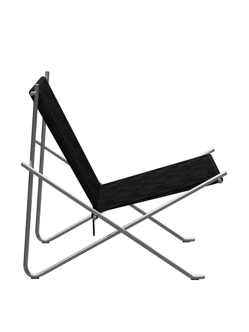 Fritz Hansen PK4 Loungestol i sort, stålstel af Poul Kjærholm> Loungestole|Lænestole