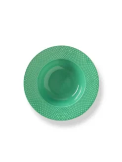 Lyngby Porcelæn Rhombe dyb tallerken, grøn Ø24,5 cm fra> Service
