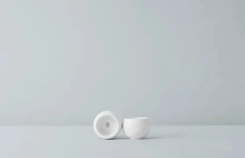 Lyngby Porcelæn Rhombe fyrfadsstager, 2 stk fra> Lysestager