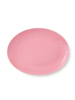 Lyngby Porcelæn Rhombe oval fad, rosa fra> Service