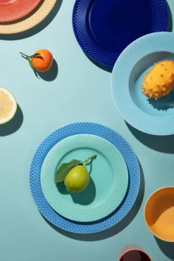 Lyngby Porcelæn Rhombe tallerken, aqua Ø21 cm fra><noscript><img width=