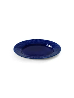 Lyngby Porcelæn Rhombe tallerken, mørk blå Ø23 cm fra><noscript><img width=