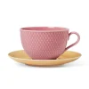 Lyngby Porcelæn Rhombe Tekop m. underkop rosa/sand fra> Service