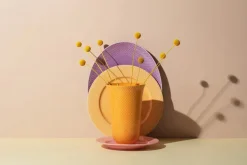 Lyngby Porcelæn Rhombe vase, gul fra><noscript><img width=