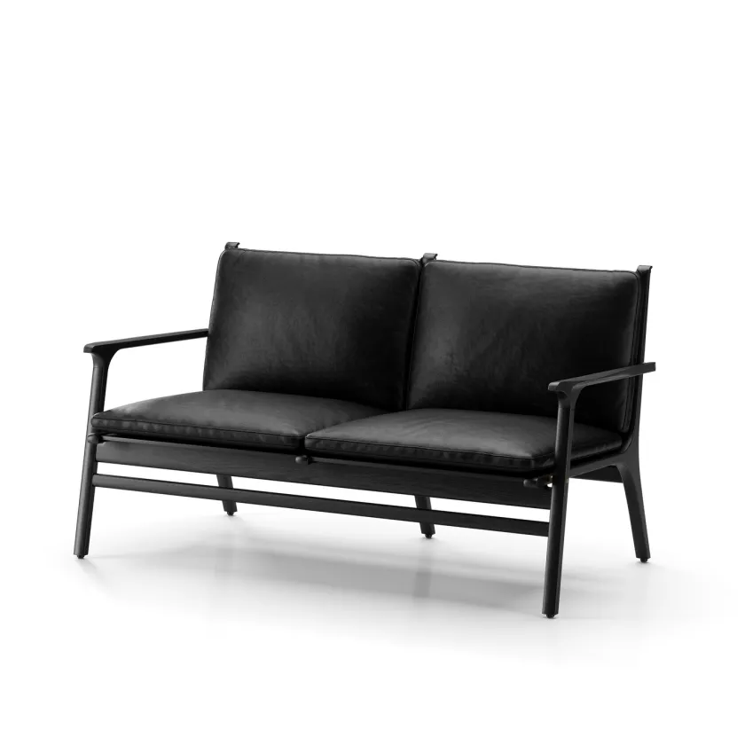 Stellar Works Rén Lounge sofa 2. pers natur eg, sort læder fra> Sofaer