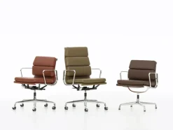 Vitra Soft Pad Chair EA 217 Kontorstol, sort læder/krom stel fra><noscript><img width=