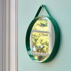 HAY Strap Mirror No 2 Ø50 Red - Spejl fra><noscript><img width=