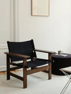 Fredericia Furniture The Canvas Chair, røget eg sort canvas af Børge Mogensen><noscript><img width=