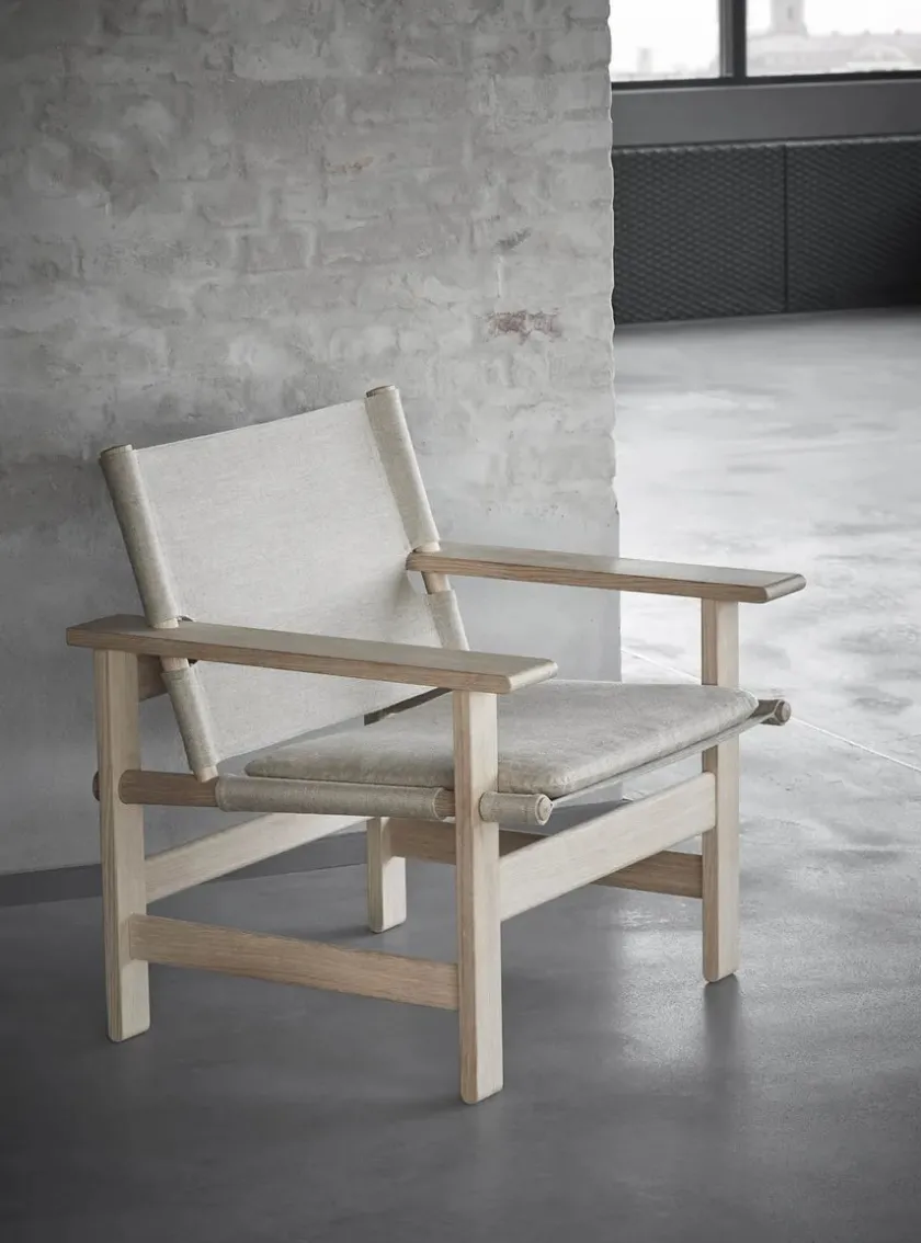 Fredericia Furniture The Canvas Chair, røget eg sort canvas af Børge Mogensen> Loungestole|Lænestole