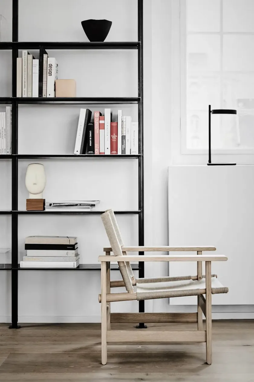Fredericia Furniture The Canvas Chair, røget eg sort canvas af Børge Mogensen> Loungestole|Lænestole