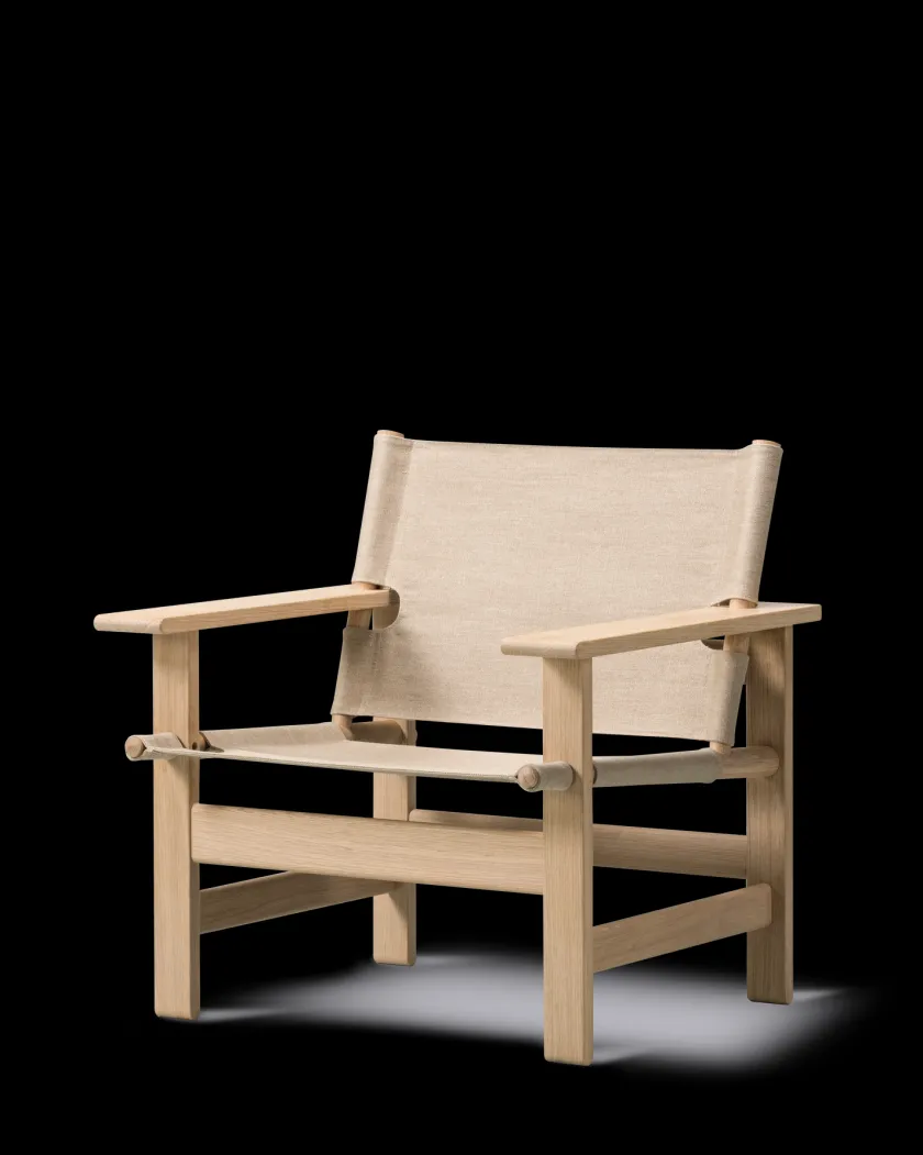 Fredericia Furniture The Canvas Chair, røget eg sort canvas af Børge Mogensen> Loungestole|Lænestole