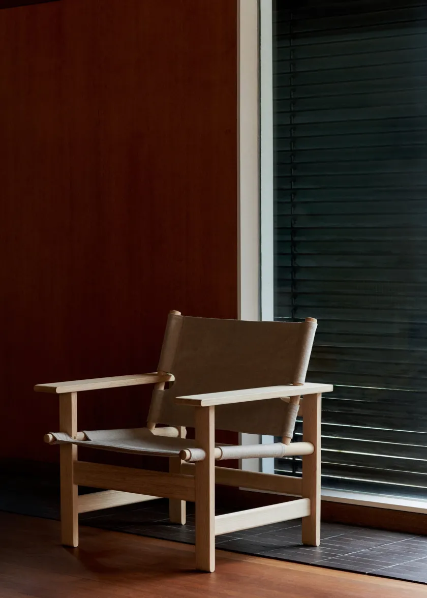 Fredericia Furniture The Canvas Chair, røget eg sort canvas af Børge Mogensen> Loungestole|Lænestole