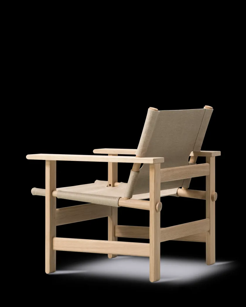 Fredericia Furniture The Canvas Chair, sæbebehandlet eg natur canvas af Børge Mogensen> Loungestole|Lænestole