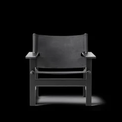 Fredericia Furniture The Canvas Chair, sortlakeret eg sort canvas af Børge Mogensen> Loungestole|Lænestole