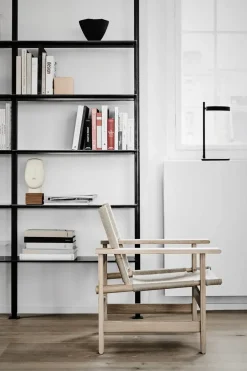 Fredericia Furniture The Canvas Chair, sortlakeret eg sort canvas af Børge Mogensen><noscript><img width=