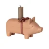 Maileg Trælysestage, Gris - Medium - Rosa fra> Lysestager
