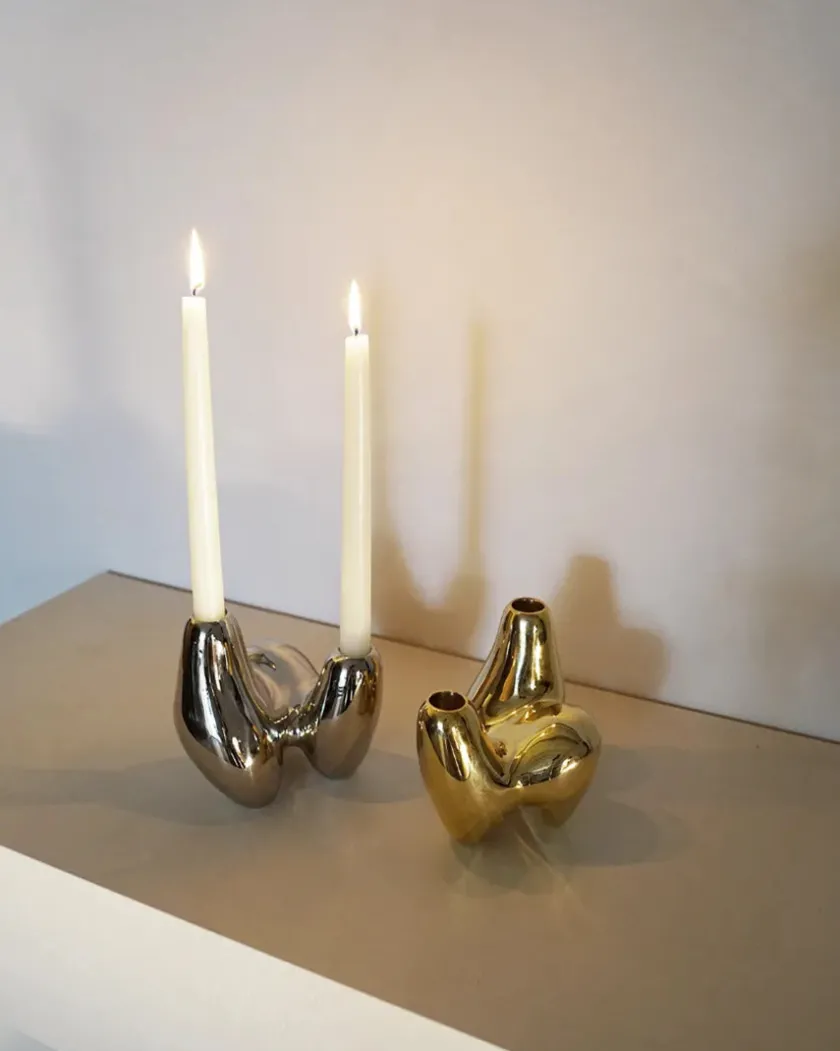 Hein Studio Unity Candleholder, gold fra> Lysestager
