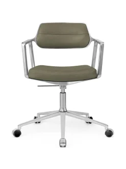 Vipp 453 Swivel+ Chair m/hjul, bosco grøn læder fra> Kontorstole