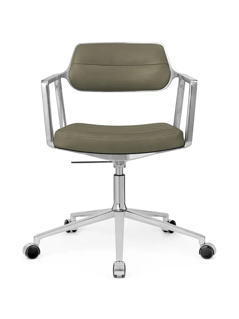 Vipp 453 Swivel+ Chair m/hjul, bosco grøn læder fra> Kontorstole