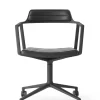 Vipp 452 Swivel Chair m/sort stel & hjul, sort læder fra> Kontorstole