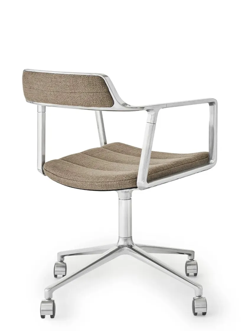 Vipp 452 Swivel Chair m/sort stel & hjul, sort læder fra> Kontorstole