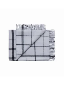 Silkeborg Uldspinderi Warp & Weft Plaid, concrete/midnight fra> Puder Og Plaider