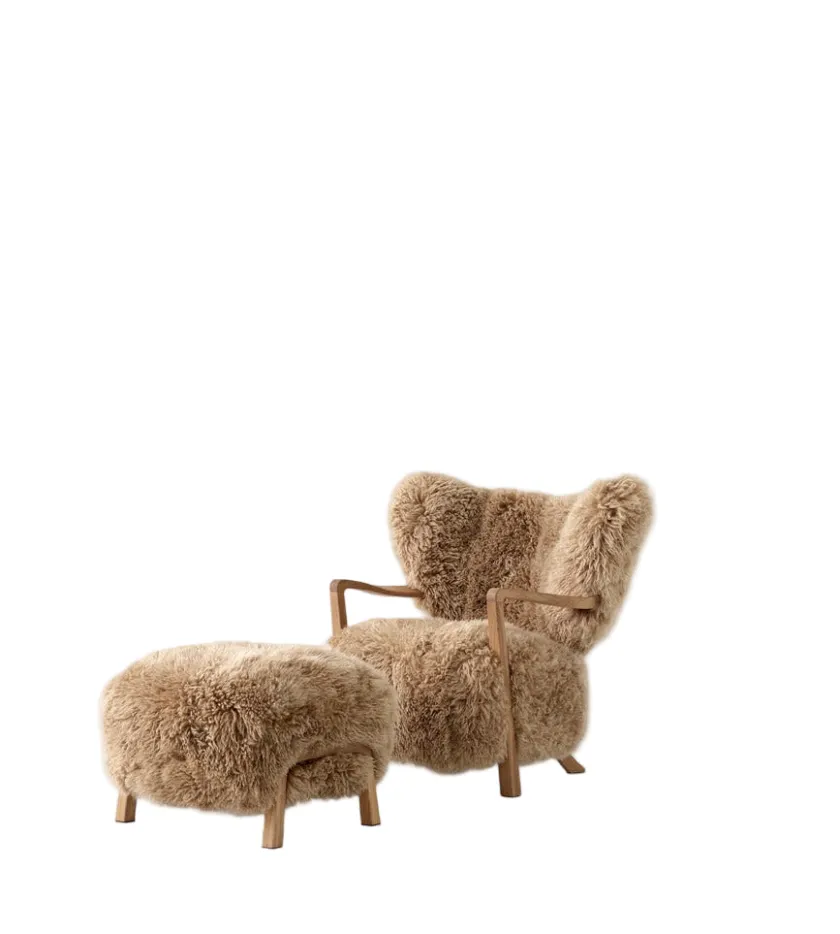 &Tradition Wulff lænestol inkl. skammel - Sheepskin Honey fra> Lænestole