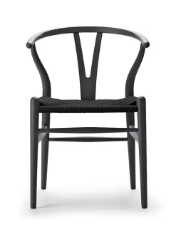 Carl Hansen & Søn Y-stol CH24 Soft Anthracite Grey med sort flet af Hans J. Wegner> Spisebordsstole