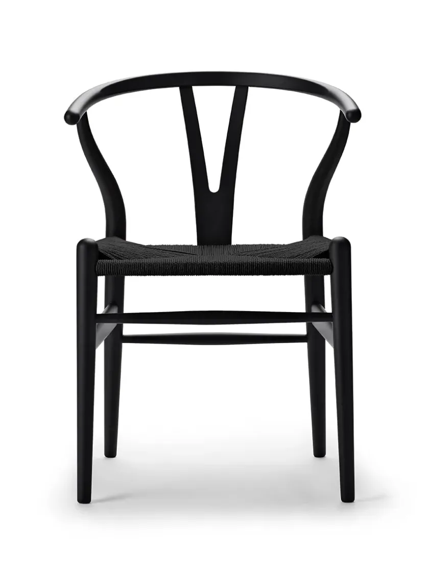 Carl Hansen & Søn Y-stol CH24 Soft Anthracite Grey med sort flet af Hans J. Wegner> Spisebordsstole