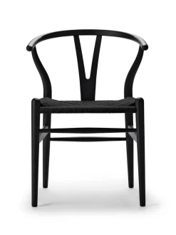 Carl Hansen & Søn Y-stol CH24 Soft Silver Grey med sort flet af Hans J. Wegner><noscript><img width=