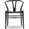 Carl Hansen & Søn Y-stol CH24, sort eg med sort flet af Hans J. Wegner> Spisebordsstole