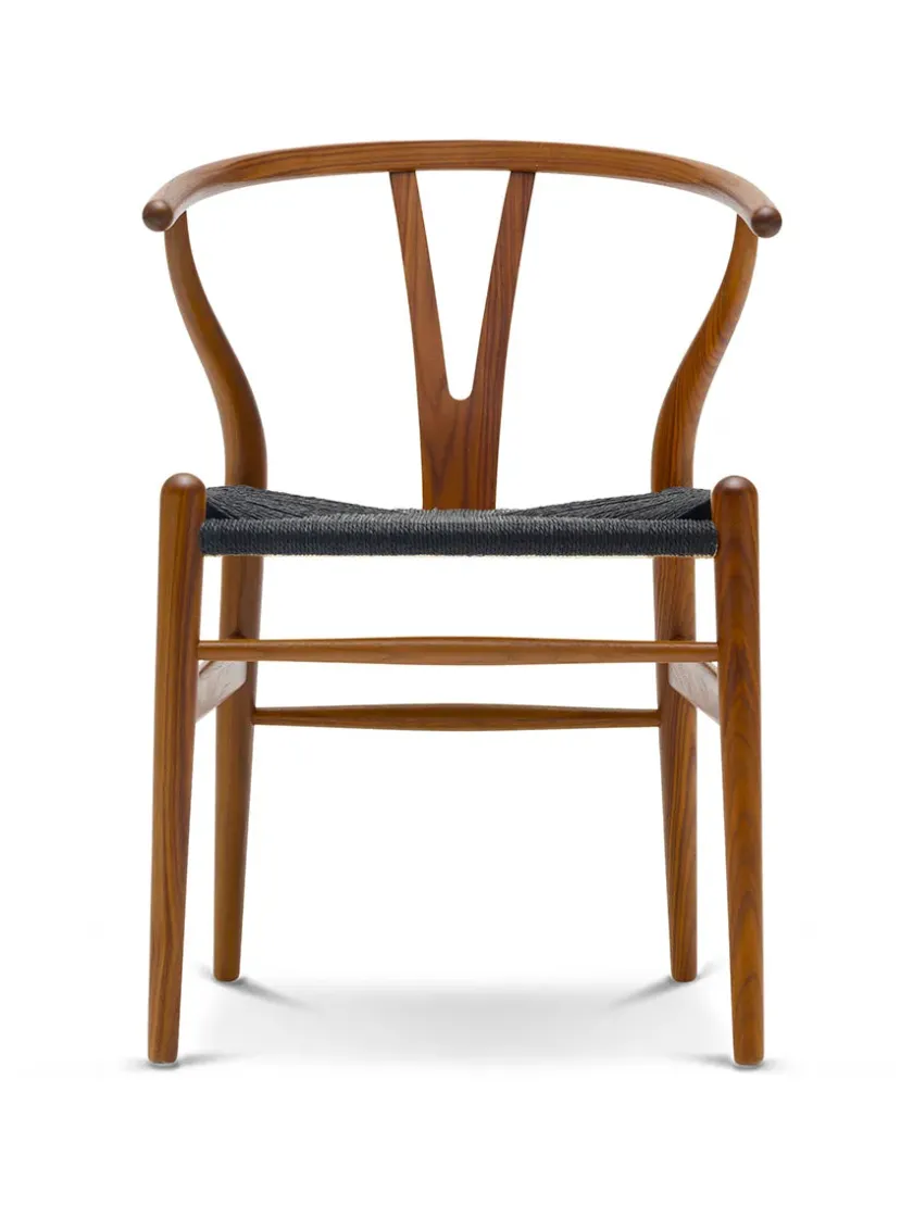 Carl Hansen & Søn Y-stol CH24, Valnød olie med sort flet af Hans J. Wegner> Spisebordsstole